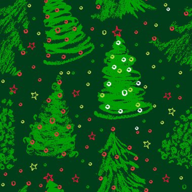 Seamless Christmas trees pattern clipart
