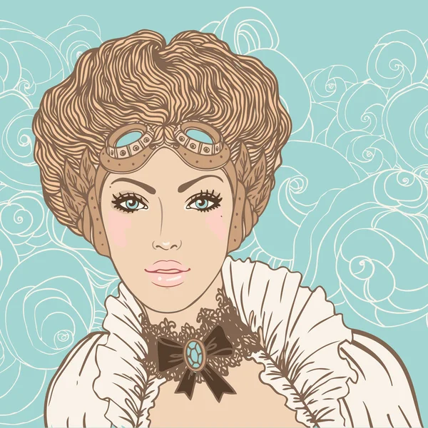 Belle visage de fille steampunk — Image vectorielle