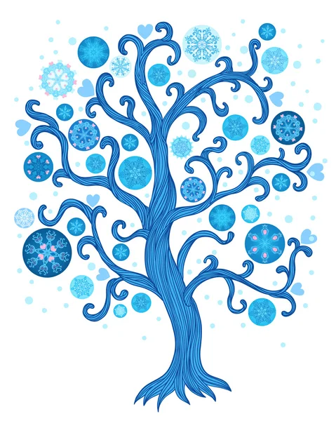 冬のクリスマスの装飾を持つツリー — ストックベクタ