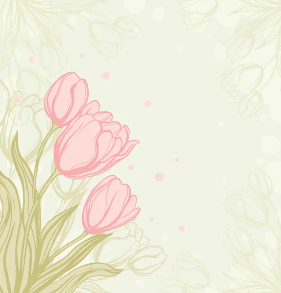 Fondo vector romántico con tulipanes — Vector de stock