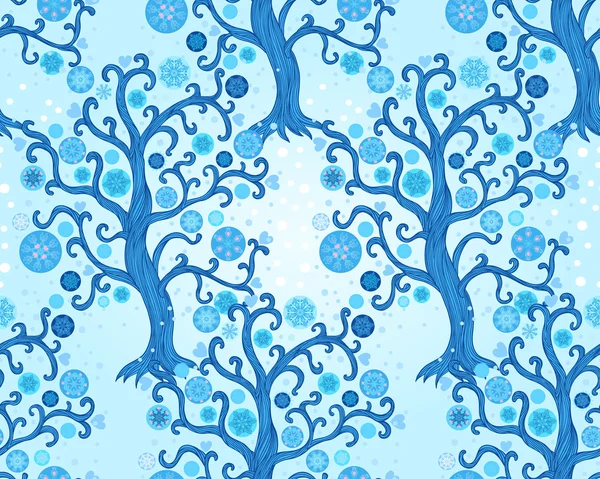美しい冬の木のシームレスなパターン — ストックベクタ