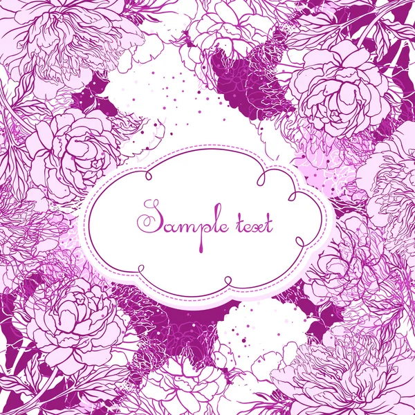 Indah desain buket peony - Stok Vektor