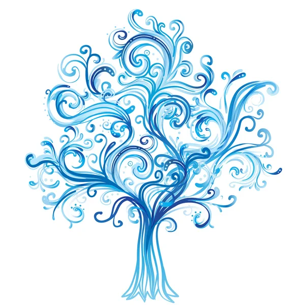 Niebieski zimowe drzewa z swirls — Wektor stockowy