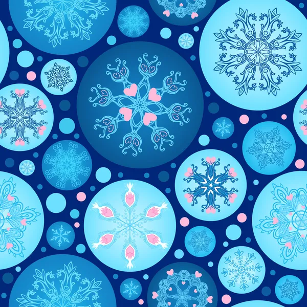 Naadloze blue christmas sneeuwvlok — Stockvector