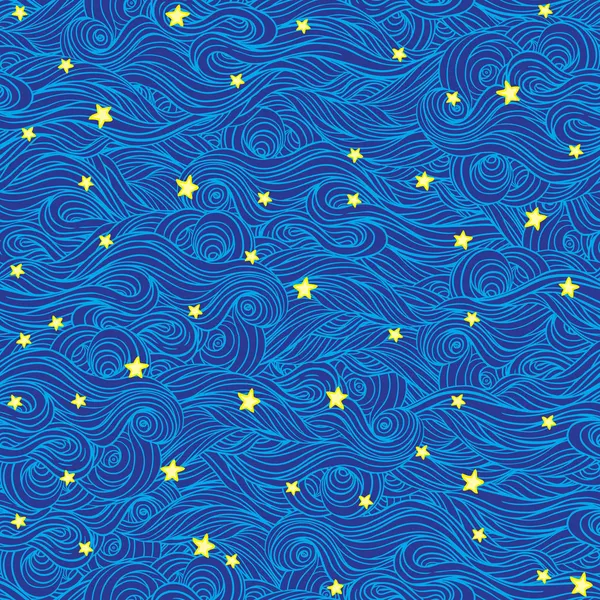 Motif avec étoiles et nuages — Image vectorielle