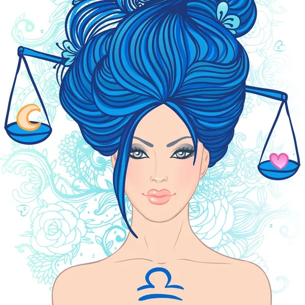 Signo del zodíaco Libra como una chica hermosa — Archivo Imágenes Vectoriales