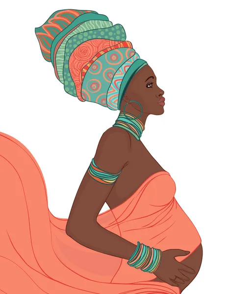 Afro-americano madre incinta — Vettoriale Stock