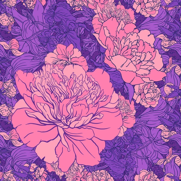 Motif sans couture avec pivoines — Image vectorielle