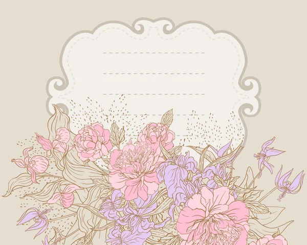 Marco floral vectorial con peonía — Vector de stock