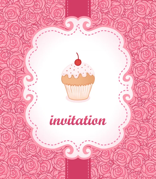 Tea party invitation vintage style frame. — Stock Vector