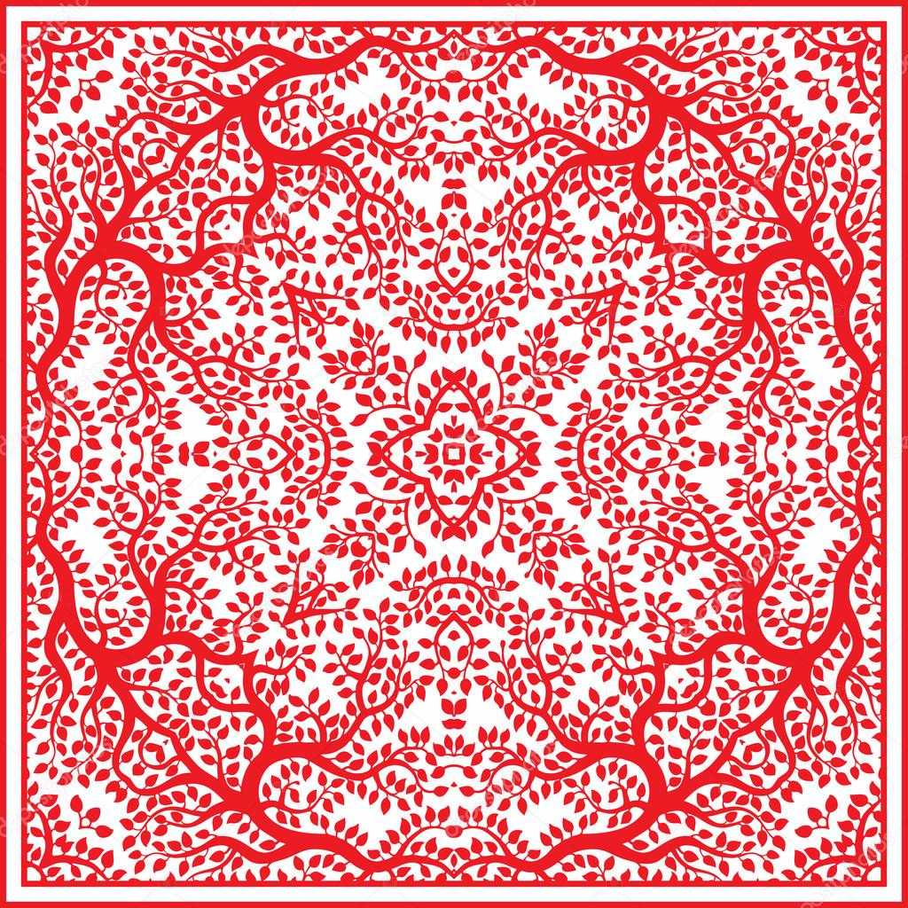 Red beautiful vector tree pattern