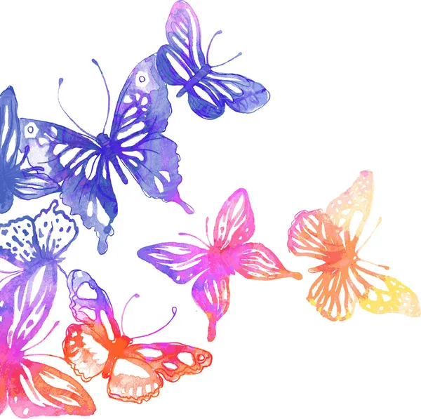 Sfondo con farfalle e fiori — Vettoriale Stock