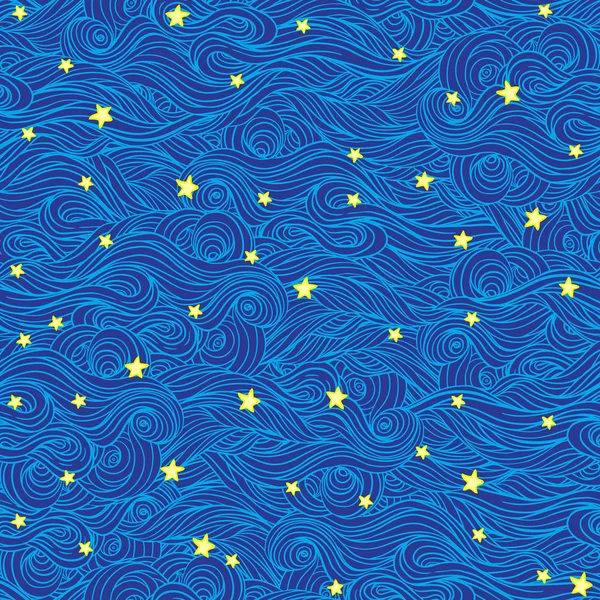 Узор со звездами и облаками — стоковый вектор