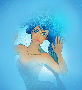 Pisces astrological sign as a beautiful girl clipart