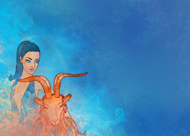 Oğlak Burcu keçi ile güzel bir kız olarak