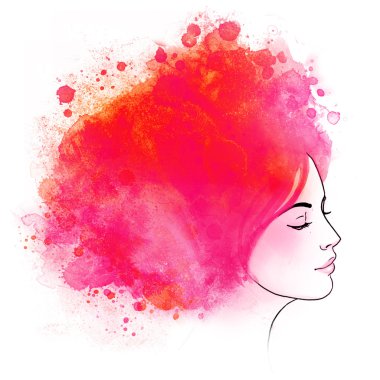 Sonbahar, güzel bir kız. profil görünümü