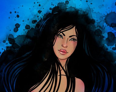 Spa set: uzun saçlı esmer Asyalı kız