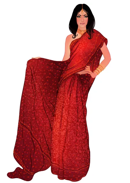 Gelin kıyafeti giymiş güzel Hintli kadın — Stok fotoğraf
