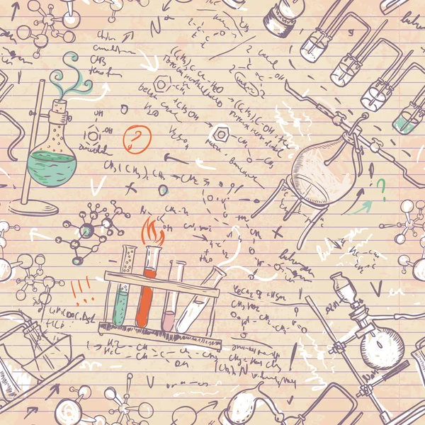 Gamla kemi laboratorium seamless mönster — Stockfoto