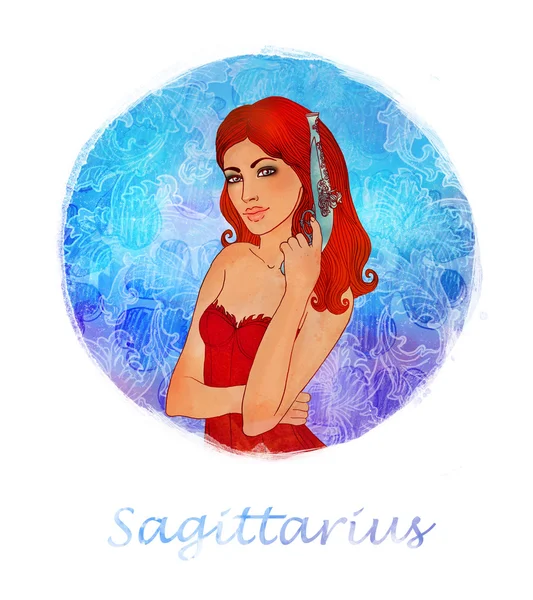 Sagittario segno zodiacale come una bella ragazza — Foto Stock