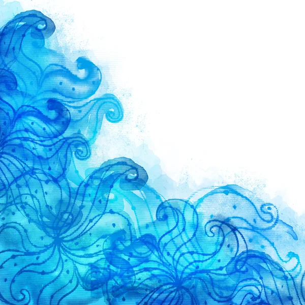 Blue patterned background painted with watercolor — Stock Photo, Image