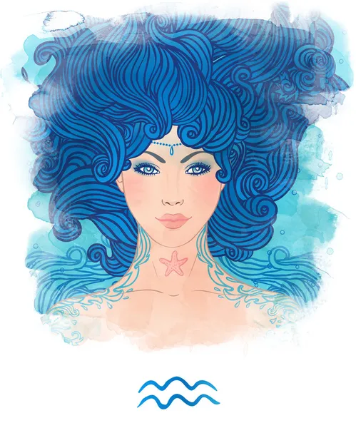 Aquarius astrological sign as a beautiful girl — Stock Photo, Image