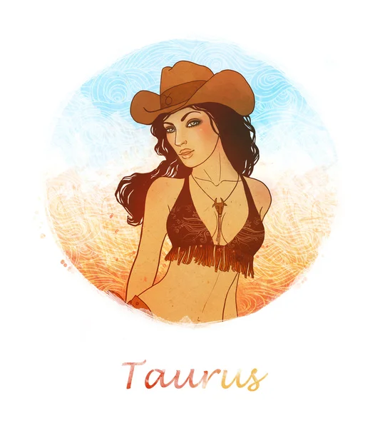 Taurus zodiac tecken som en vacker flicka — Stockfoto