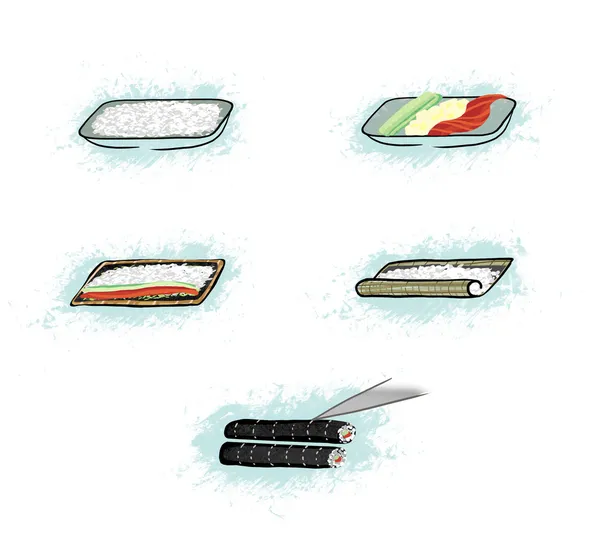 寿司マキ プロセス アイコンを作る — ストック写真