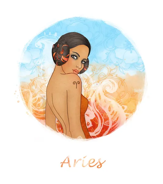 Aries zodiac sign as a beautiful girl — Stock Photo, Image