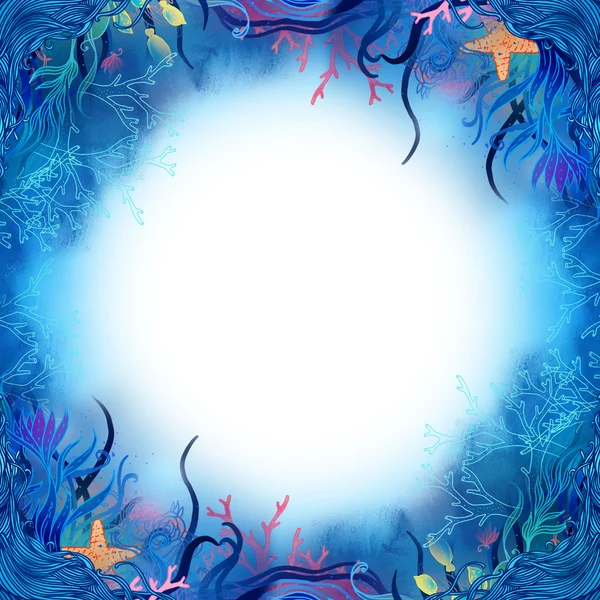 Elegant underwater patterned frame — Stock Photo, Image