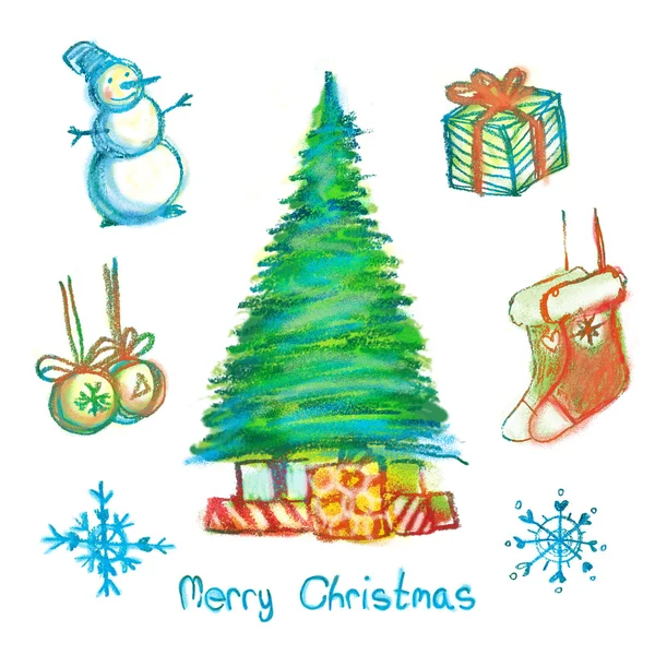 Hand drawn christmas set — Stock Photo, Image