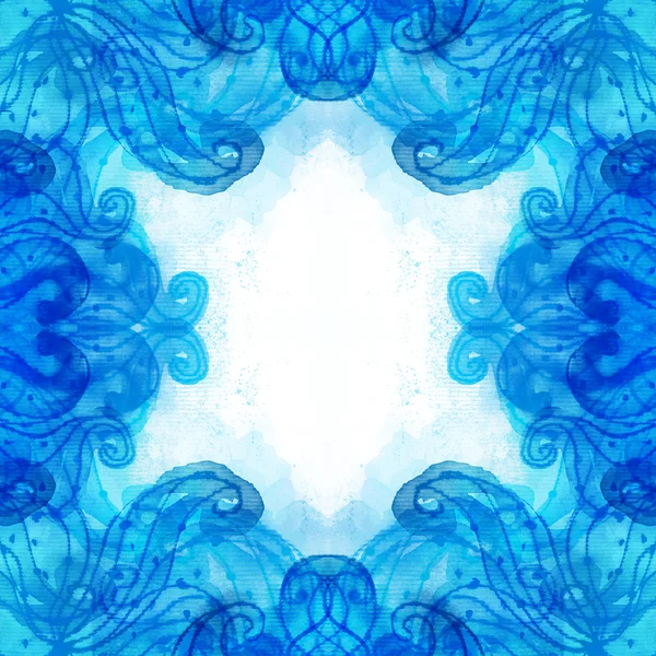 Blue patterned background painted with watercolor — Stock Photo, Image