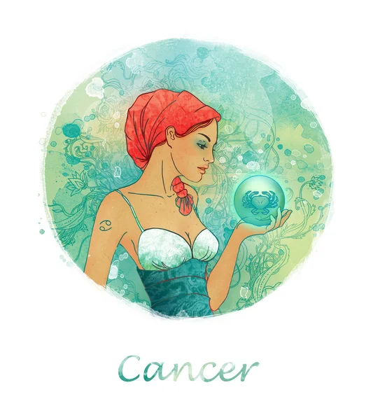 Signo do zodíaco do câncer como uma menina bonita — Fotografia de Stock