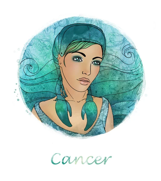 黄道带癌标志作为一个美丽的女孩 — 图库照片