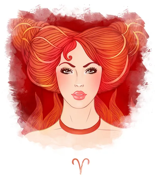 Овен астрологический знак. рыжая девушка — стоковое фото