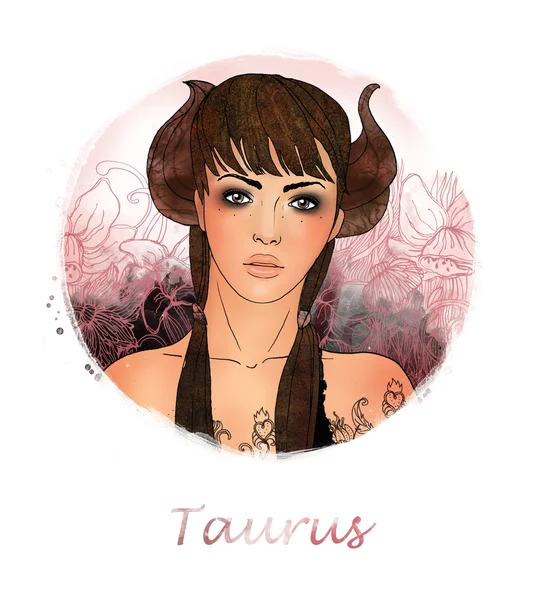 Taurus zodiac teken als een mooi meisje — Stockfoto