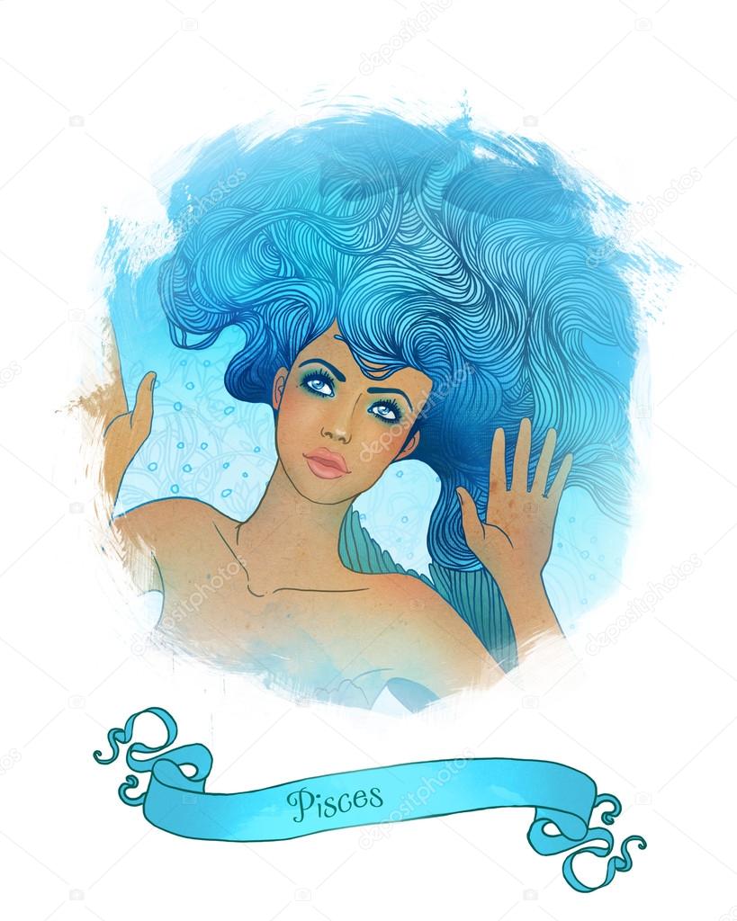 Pisces astrological sign as a beautiful girl