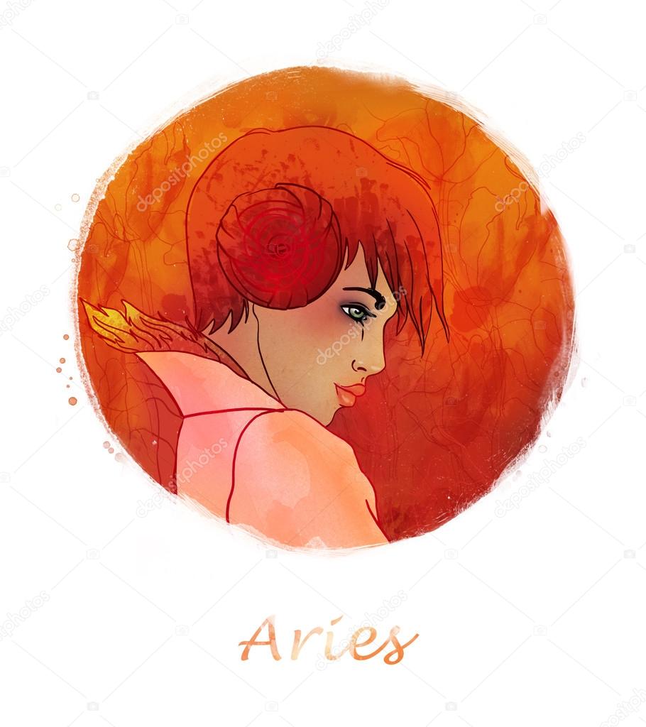 Aries zodiac sign as a beautiful girl