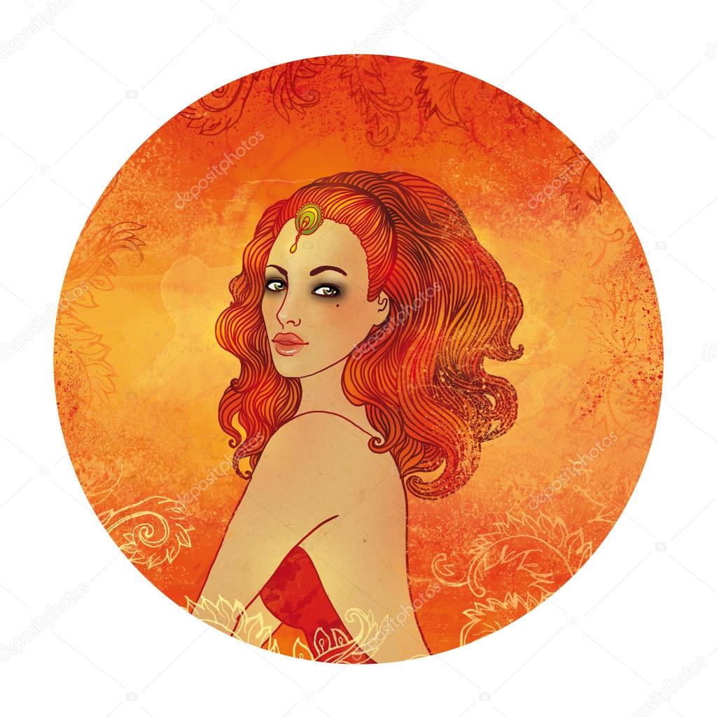 Leo astrological sign as a beautiful girl