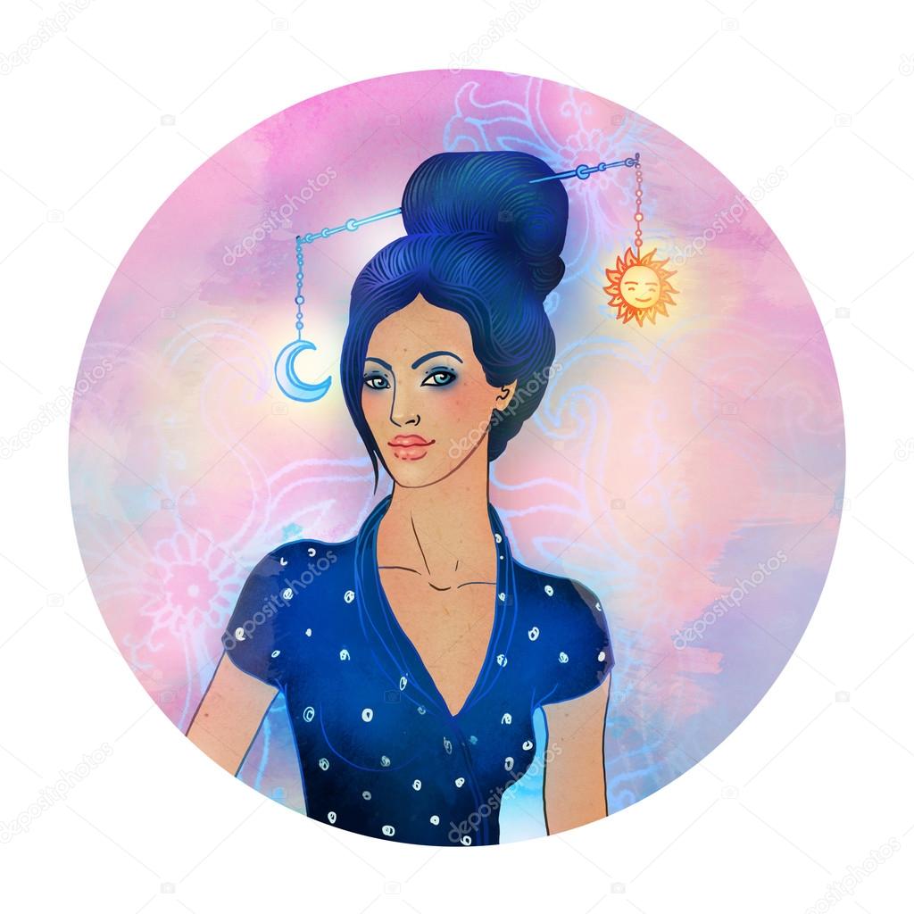 Libra astrological sign as a beautiful girl