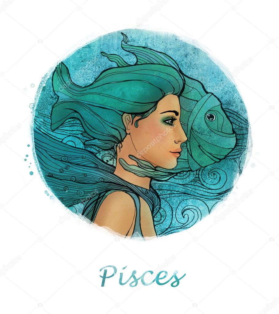 Pisces zodiac sign as a beautiful girl