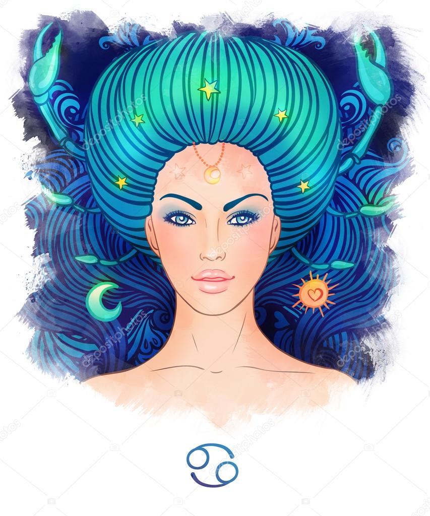 Cancer zodiac sign as a beautiful girl — Stock Photo © vgorbash #40838715