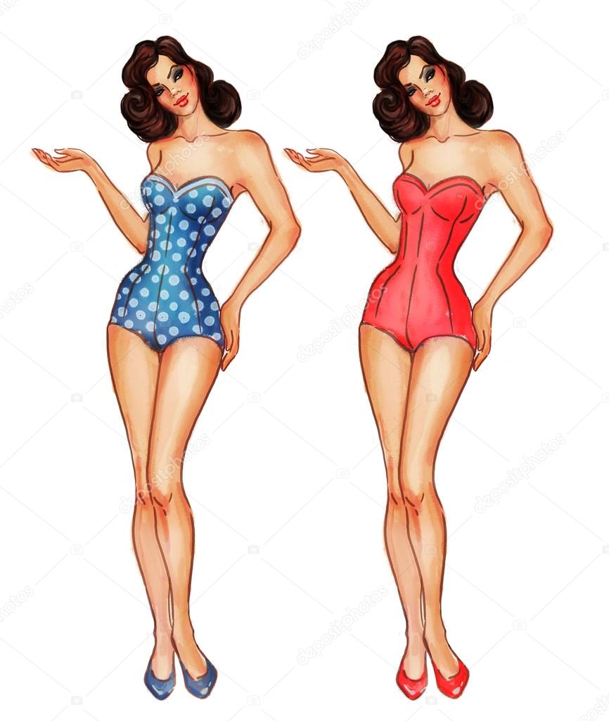 Two pretty retro sexy pinup girls