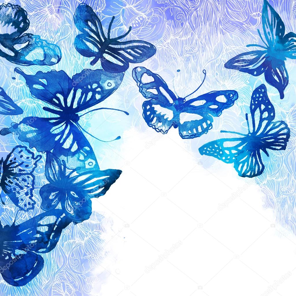 Background with butterflies and flowers