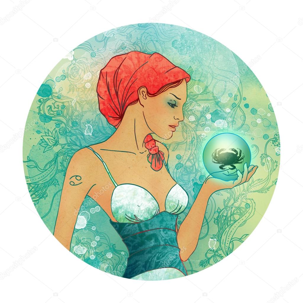 Cancer astrological sign as a beautiful girl