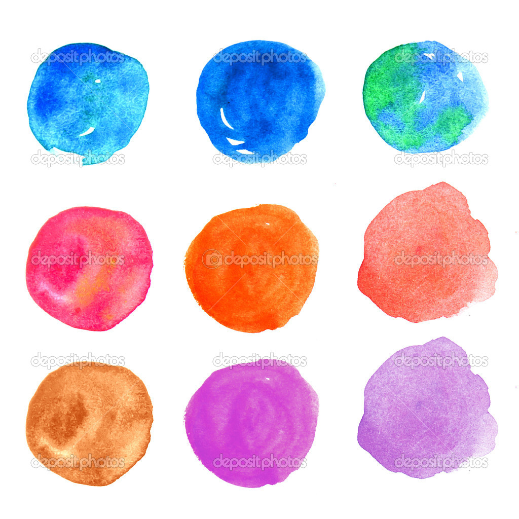 Watercolor hand painted circle design elements