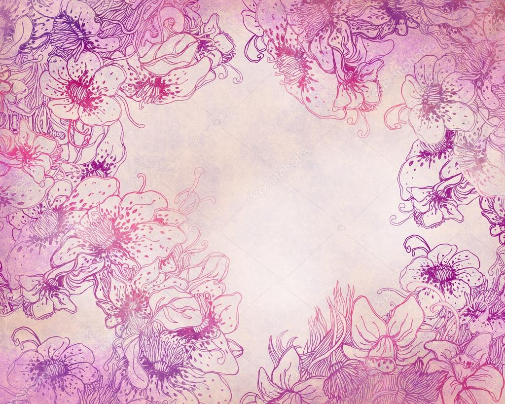 Floral pattern in purple and pink