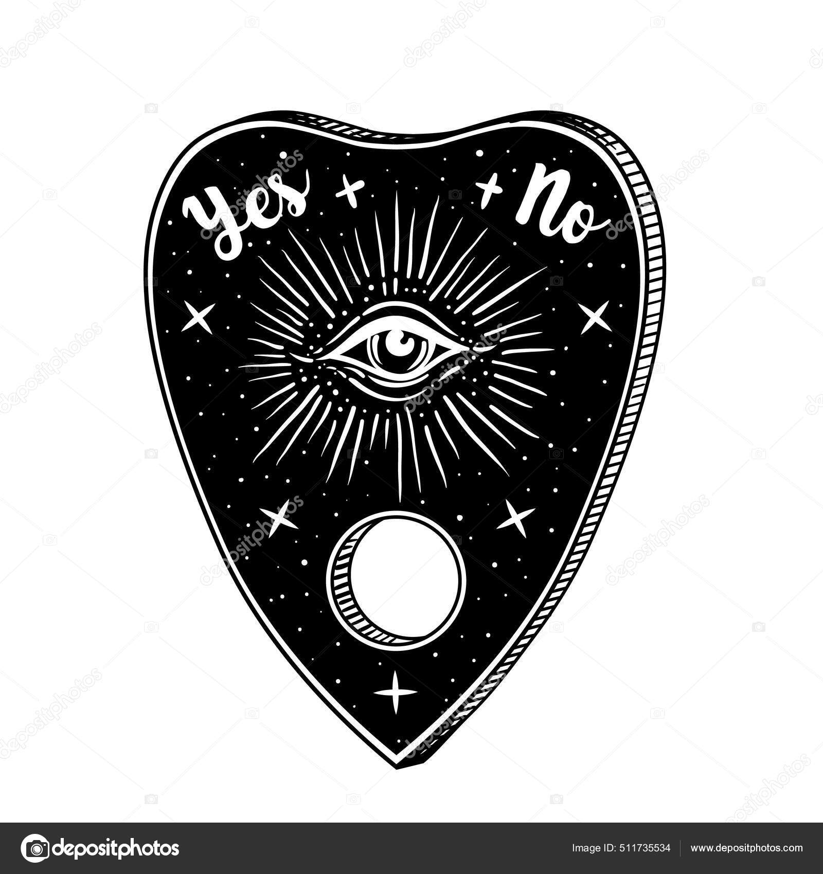 Heart-shaped planchette for spirit talking board. Vector isolated  illustration in Victorian style. Mediumship divination equipment. Tattoo  drawing. Alchemy, spirituality, occultism. Stock Vector Image by ©vgorbash  #511735534