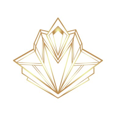 Art Deco 'nun altın çerçevesi beyaza karşı beyaz, tasarım elementi. Retro parti geometrik arka plan seti, 1920 'ler tarzı. Vektör illüstrasyonu.