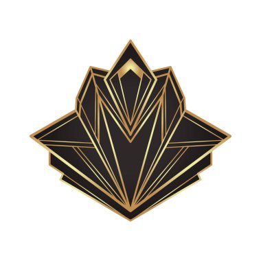 Art Deco marka altın çerçeveli siyah üzerine beyaz, tasarım elementi. Retro parti geometrik arka plan seti, 1920 'ler tarzı. Vektör illüstrasyonu